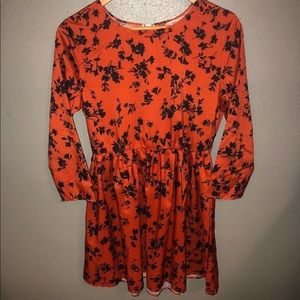 Orange and black floral dress